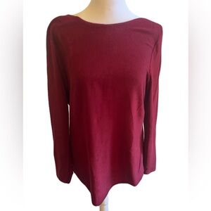 CHICOS Long Sleeve Bateau Neck Sweater in Burgundy, Like New